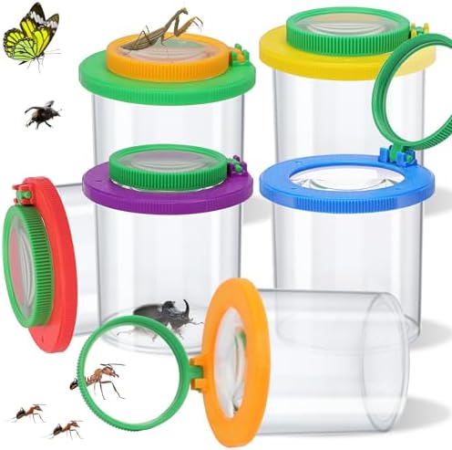 Coopay 6 Pcs Insect Bug Viewer for Kids - Bug Jars, Critter Insect Cage, Bug Container, Bug Catcher, Magnifying Insect Box for Children, Kids Science Nature Exploration Collecting Kit by Coopay