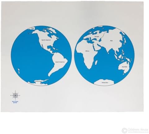 Kinderhuis- 8 Labeled Control maps SET Classroom Grade durable Geography Montessori Materials Casa Elementary Birch wood Africa, Australia, World, Europe, Asia, North America, South America, USA by Unknown