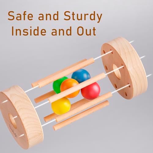 Dailyfunn Montessori Toys Wooden Infant Baby Rolling Rattle Toy for Babies 6-12-18-24 Months Newborn Shower Birthday Gift - Image 5