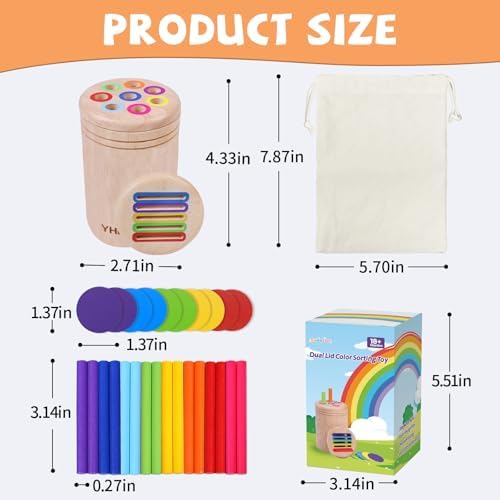 Montessori Toys for 1 2 3 Year Old, Wooden Color Sorting Preschool Baby Toy - Image 6