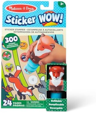 Melissa & Doug Sticker Wow!™ 24-Page Activity Pad and Sticker Stamper, 300 Stickers, Arts and Crafts Fidget Toy Collectible Character – Fox - for Kids Ages 3+ - FSC Certified by Unknown