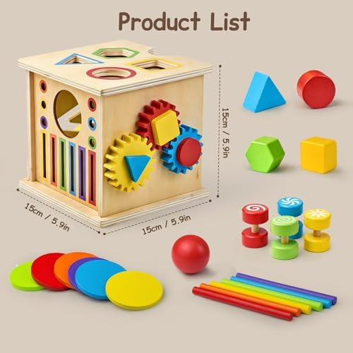 TOMMYHOME Wooden Montessori Multifunctional Sensory Box 8-in-1,Help Children Improve Their Arithmetic Skills and Color Recognition abilities.Coin Box - Image 7