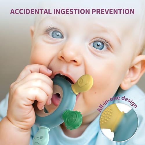 akolik Baby Teething Toys,Teething Relief Teethers Toy for Babies 0-3-6-9-12 Months Old Boys Girls BPA Free Baby Chew Toys Infant Toys Newborn Accessories (Blue B) - Image 3
