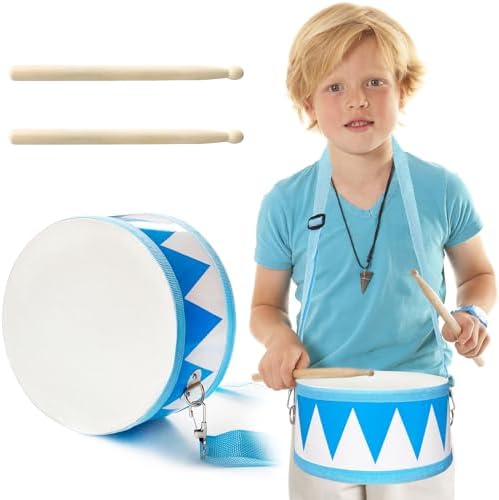 Kids Drum Set,8 Inch Wooden Drum Toys,Educational Baby Musical Toy with an Adjustable Strap and 2 Drumsticks,Sensory Musical Instrument Toys for Toddler,Kids,Boys & Girls by Xeehwb