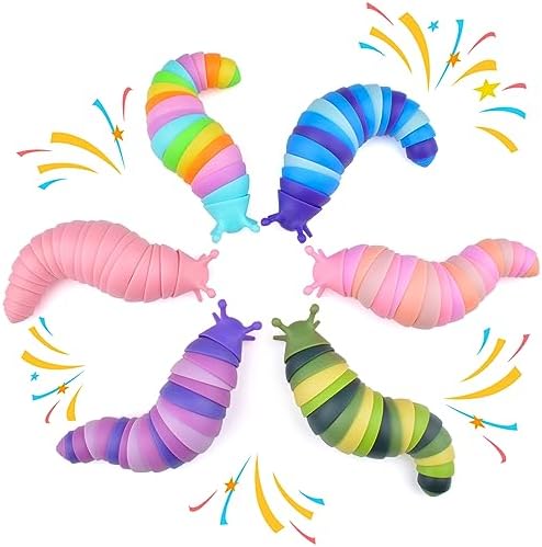 Cevei Cevoce Sensory Slug Fidget Toys for Adults & Kids - 6Pc Cute Autism Sensory Toy Set for Autistic Children, Ages 3+, (5.8 Inch) by Cevioce