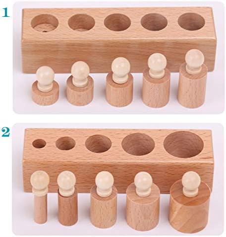 Thoth Montessori Knobbed Cylinder Socket Montessori Materials Wooden Cylinders Ladder Blocks Educational Wooden Toy Montessori Education Toy Family Version - Image 2
