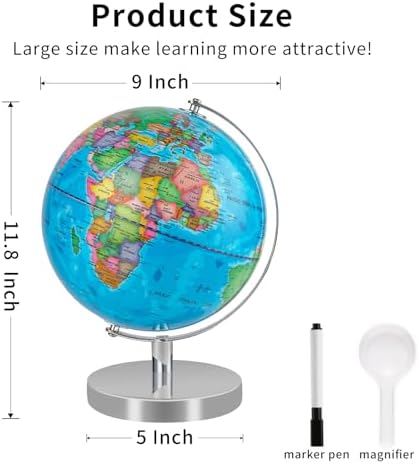 9'' Globe for Kids Rewritable World Globe - Image 2