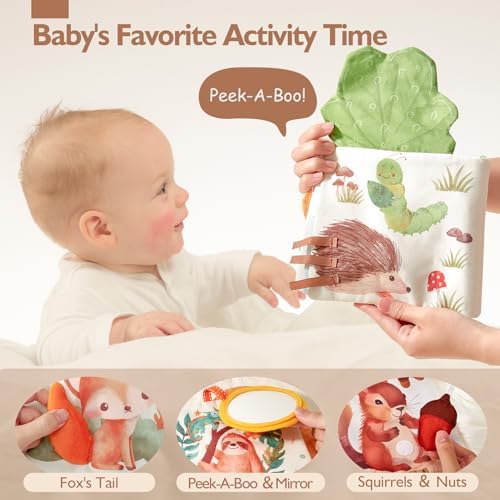 hahaland Baby Soft Cloth Crinkle Books Touch and Feel Sensory Infant Toy - Image 3