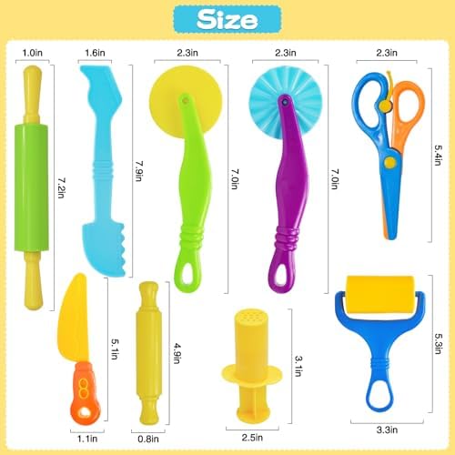 LCY WEDSHI Dough Tool Set, 47 Pcs Dough Tools Sets for Kids Ages 4-8, Dough Accessories Includes Animal Molds, Cutters Roller, Rolling Pins, Safety Scissors, Plastic Knife - Image 3
