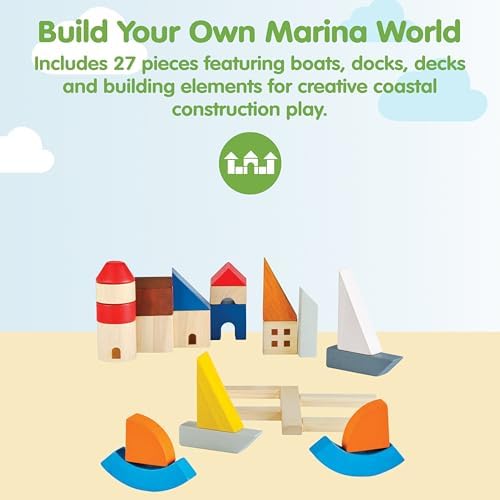 PlanToys® Marina Blocks Wooden Montessori Building & Creative Kids Play Set - Image 2