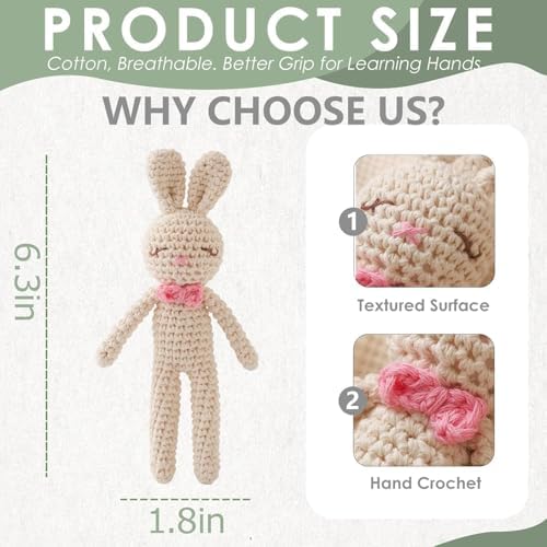 Natural Hand-Knit Wooden Baby Rattle - Soft Animal Shaped Sensory Toy for Newborns, Infants | Safe Beechwood & Crochet Texture | Perfect Baby Shower Gift - Image 2