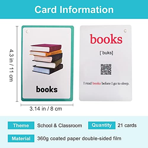 Lilias School and Classroom Flash Cards, Toddler Learning Toys, Preschool Learning Toys, Homeschool Supplies, Learning Supplies for Kindergarten, 4.3 X 3.14 Inch, 21 Cards in Set,WC024 - Image 2