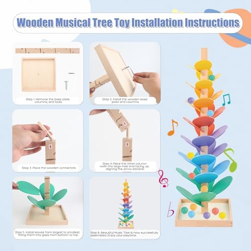 Marble Run Wooden Music Tree Montessori Toys Marble Runs for Kids 4-8 - Image 5