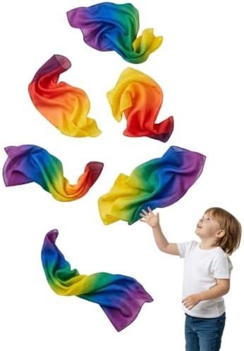 Cutecrop 6 Pcs 35 Inch Play Scarves Set for Kids Gay Pride Rainbow Flag Polyester Silks Dance Children Pretend Giant Toy Toddlers by Cutecrop