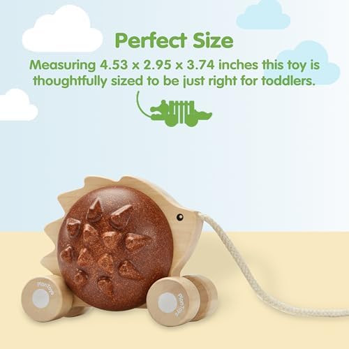 PlanToys® Wooden Pull Along Hedgehog Montessori Toddler Walking Kids Set - Image 2