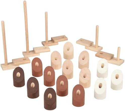 Constructive Playthings Montessori Natural Geo Stacker – 20-Piece Wooden Eco-Friendly Math & Fine Motor Skills Toy for Early Childhood, Sequencing, Patterns & Geometry by ConstructivePlaythings