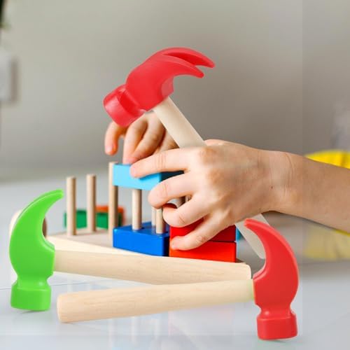 3 Pack Wooden Hammer Toy Hammer Simulation Wooden Hammers Small Educational Toys for Kids Toddlers Maintenance Tools Birthday Party Games Supplies - Image 2
