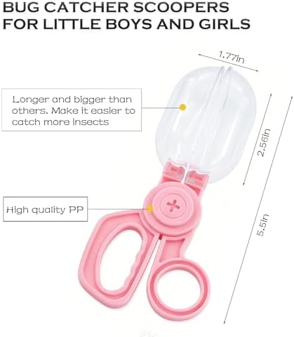 Pink Bug Catcher Scoopers for Kids 4pcs– Handy Insect Catching Scissor Tongs, Fine Motor Skills Toy, Plastic Tweezers for Outdoor Exploration & Pretend Play - Image 3
