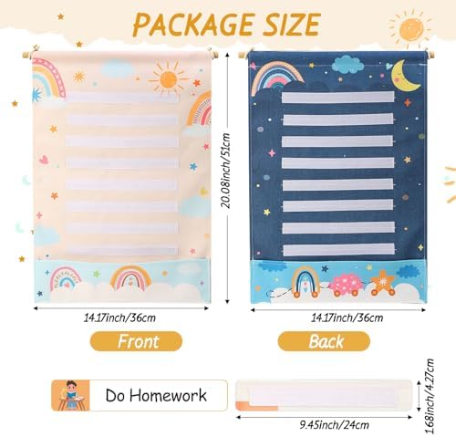 Blosssound Visual Schedule for Kids Chore Chart Morning Bedtime Routine Chart Hippie Boho Daily Calendar Double Side Planner Board with 28 Cards for Home School Toddlers Autism Learning Materials - Image 2