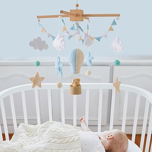 predolo Baby Crib Mobile, Felt Ball Wind Chimes Hanging Decoration, Nursery Decor, Montessori Baby Bedroom Ceiling Wind Chime for Infant Boys Girls, Style A - Image 5