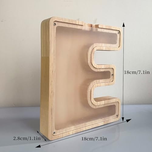 Wooden Letter Piggy Bank for Kids Boys Girls, A-Z Letters Wood Coin Bank Money Box, Piggy Bank for Toddler Family Christmas Birthday Gift(E) - Image 7