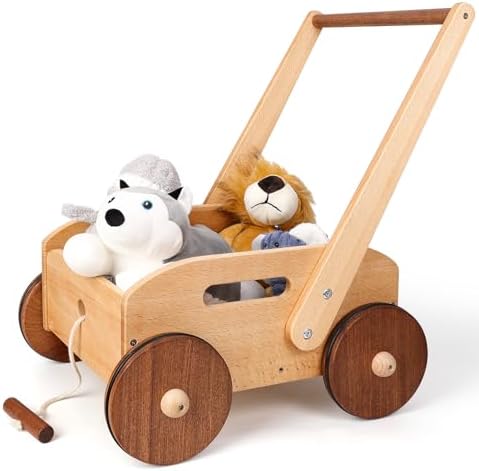 Woodtoe Wooden Baby Walker, Adjust Speed Learning Walker, Baby Push Gifts by Woodtoe