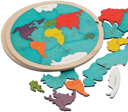 7 Continents & 5 Oceans of the Earth Wooden Jigsaw Puzzle for Kids | 21 Puzzle Pieces | Learning & Educational Toy Gift for Boys & Girls Ages 4 Years and Above - Image 3