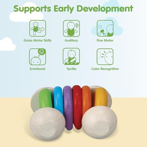 PlanToys® Wooden Baby Push Toy Car | Colorful Montessori Toy for Infants | Wooden Baby Toy with Flexible Body | Sensory & Motor Skill Development Toy for 6+ Months - Image 4