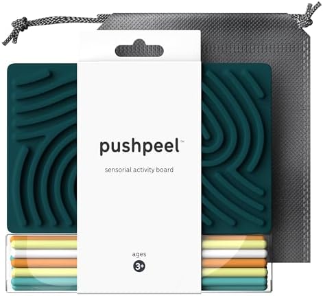 Pushpeel Sensory Activity Board: Silicone Fidget Toy for Calming, Stress, Anxiety, ADHD & Autism | Silent, No Mess | Kids 3+ & Adults | Includes Portable Travel Bag & 11 Strings by SensoryActivityBoard