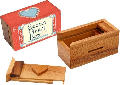 BSIRI Secret Heart Box Brain Teaser Wooden Puzzle Boxes with Hidden Compartments. Ideal Mystery Money Jewelry 3D Puzzle Lock Box, Gift Card, and Money Puzzle by HB3FbyBSIRI