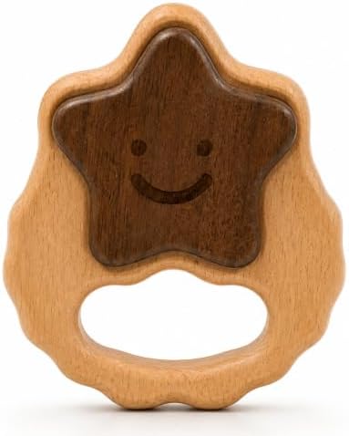 Baby Rattle – Wooden Baby Rattle for Babies 0-6 Months, Star by Hippotoys