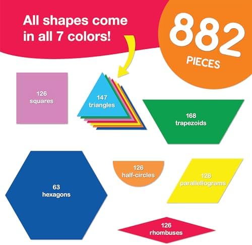 Pattern Block Shapes, Math Manipulatives, 882 Piece - Image 4