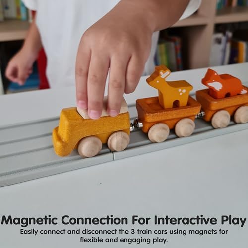PlanToys® Cargo Train Wooden Montessori Vehicle Kids Play Set with Blocks - Image 5