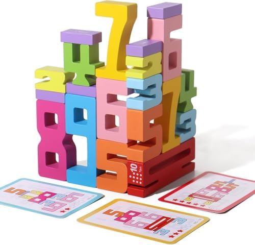 20PCS Wooden Number Building Blocks, Montessori Toys Math Learning Toys for Kids Digital Educational Counting Toys Learning Toys for Parent-Kids Interaction Social Skills Creative Games for Ages 3+ by WISBOOK