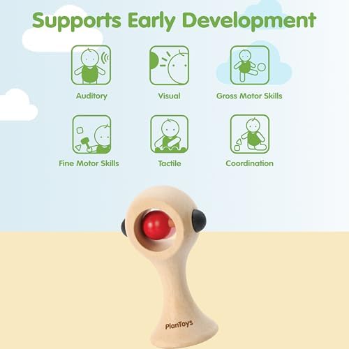 PlanToys® Wooden Baby Rattle Montessori Infant Sensory Toy for Newborns - Image 4