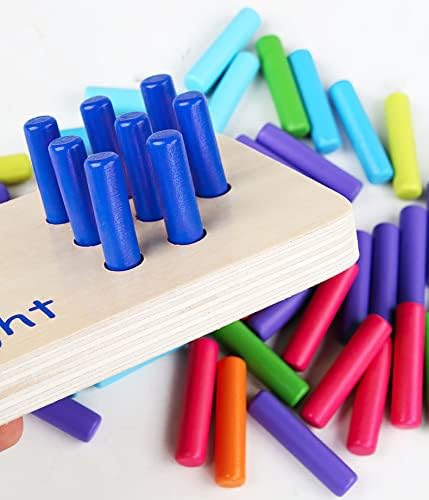 Montessori Number Counting Blocks Peg Board Toys, Wooden Math Manipulative Materials for Preschool, Number Montessori Learning Toy for Kindergarteners (Colorful Peg) - Image 2