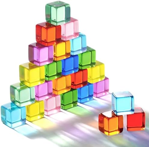 Woodtoe Rainbow Building Blocks for Kids, 24 PCS Gem Blocks Toys Ages 3-6 by Woodtoe