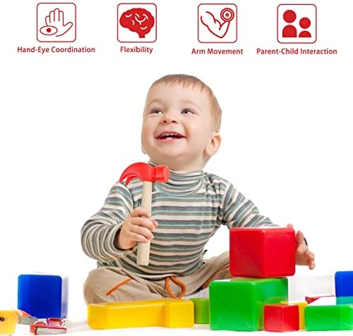 Hxezoc 2 Pack Wooden Hammer Toys Simulation Hammers Maintenance Tools Educational Toys for Kids Birthday Party Games Supplies - Image 5