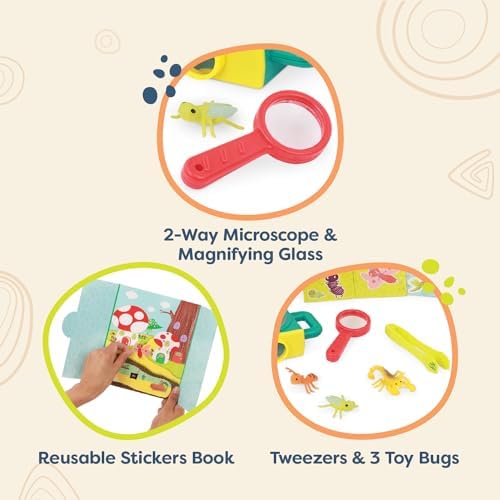 B. toys Kids Microscope Little Explorer Pack 9pc Science Set, Summer - Image 3