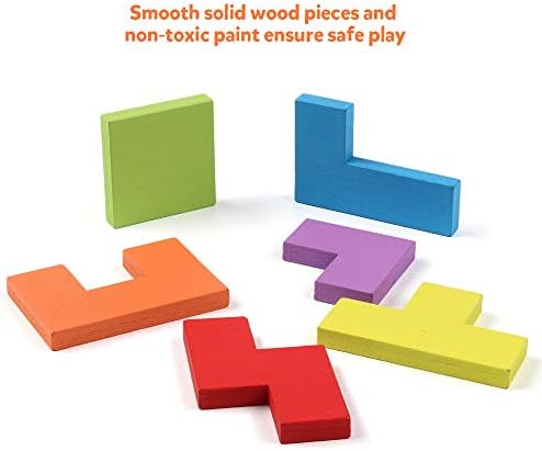 Coogam Wooden Blocks Puzzle Brain Teasers Toy Tangram Jigsaw Intelligence Colorful 3D Russian Blocks Game STEM Montessori Educational Gift for Kids (40 Pcs) - Image 4