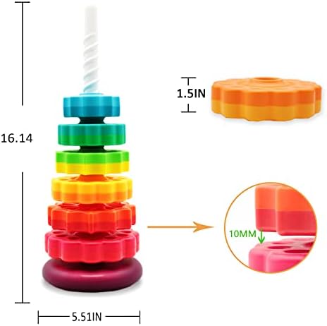 LUCKFUTURE Educational Spinning Stacking Toys, Rainbow Stacking Rings Baby Toy, Montessori Sensory Learning Toy for Girls and Boys Toddlers Toys for 1-3 Year Old - Image 4