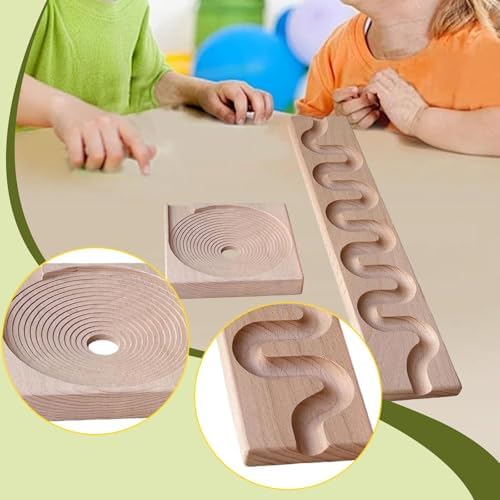 Wooden Marble Run Sensory Toy, DIY Ball Drop Track for Kids Ages 3-5, Fine Motor Skills Learning Gift, Style B - Image 5