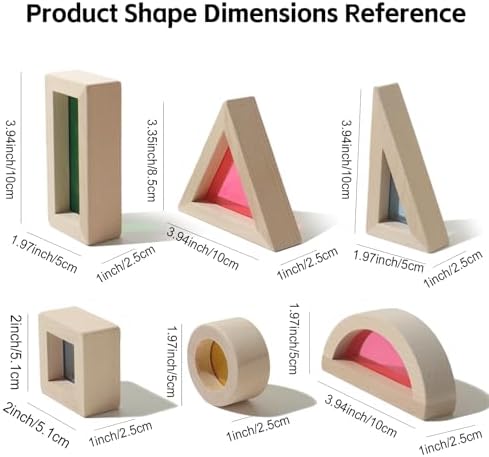 Dinhon 24-Piece Acrylic Montessori Blocks for 18+ Months -Rainbow Stacking Toy, Non-Toxic Wooden Framed Geometric Blocks for Early STEM Learning & Sensory Play, Ideal Gift for Boys/Girls - Image 5
