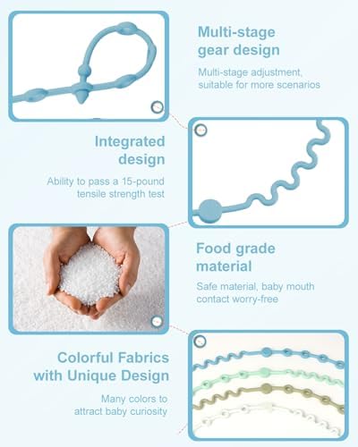 LittleHugs Toy Straps for Stroller, Silicone Baby Tether Pacifier Clip, No Throw Travel Leash for High Chair, Car Seat (Boy-3 Pack) - Image 6