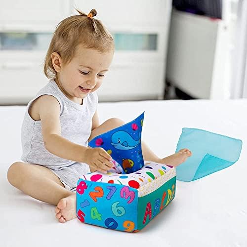 teytoy My First Baby Tissue Box, Soft Stuffed High Contrast Crinkle Montessori Square Sensory Toys Juggling Rainbow Dance Scarves for Toddler, Infants, Newborns and Kids Educational Preschool Learning - Image 5