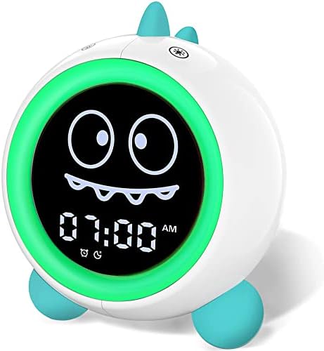 Kids Alarm Clock, Toddler Sleep Training Clock with Night Lights, Sound Machine, Time to Wake Dinosaur Alarm Clock for Children, Gift Ideas for Kids Toddler Boy Girl (Green) by H-chin