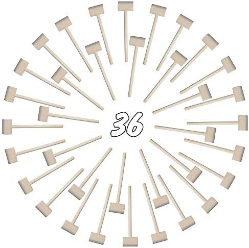 36 Pieces Mini Wooden Hammers Gavel Toy for Kids, Natural Wood Crab Lobster Seafood Mallets by TDOCK