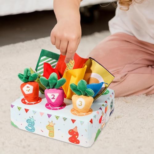 13 Pieces Carrot Doll Interactive Toy Sensory Pull Along Tissue Box Carrot Mat Puzzle Motor Skills Toy for Kids Suitable for Childhoo, Amusement Park - Image 5