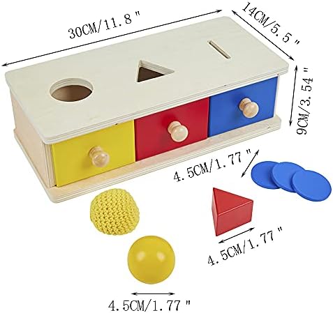 Montessori Box with Bins Coin Object Permanence and Drawer Infant & Toddler - Image 6