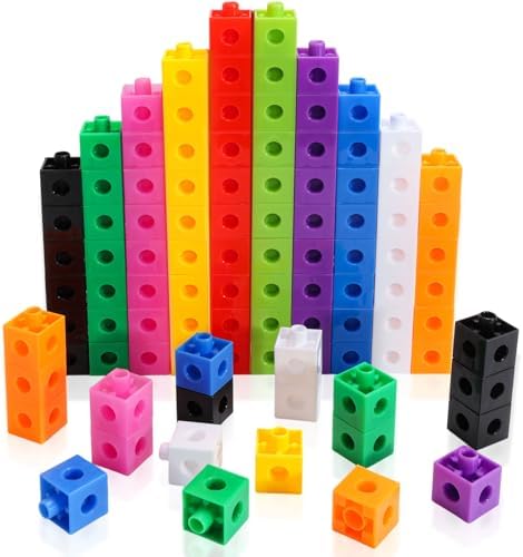 100 Pcs Math Linking Cubes - 10 Colors Connecting Counting Snap Blocks, Math Manipulatives for Early Math & Construction, Educational Toy for Preschool, Kindergarten, Homeschool by Unknown